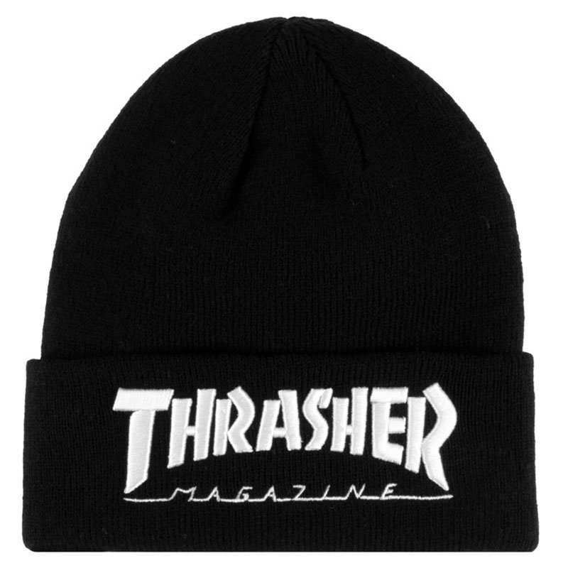 THRASHER 3131340 EMBROIDERED LOGO BEANIE 立體電繡文字 毛帽 針織帽 (黑色)