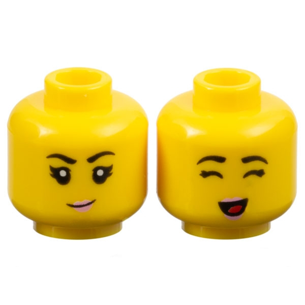 【小荳樂高】LEGO 黃色 女性 微笑張口笑 雙面 人頭/人偶頭 Head (80111) 3626cpb3204