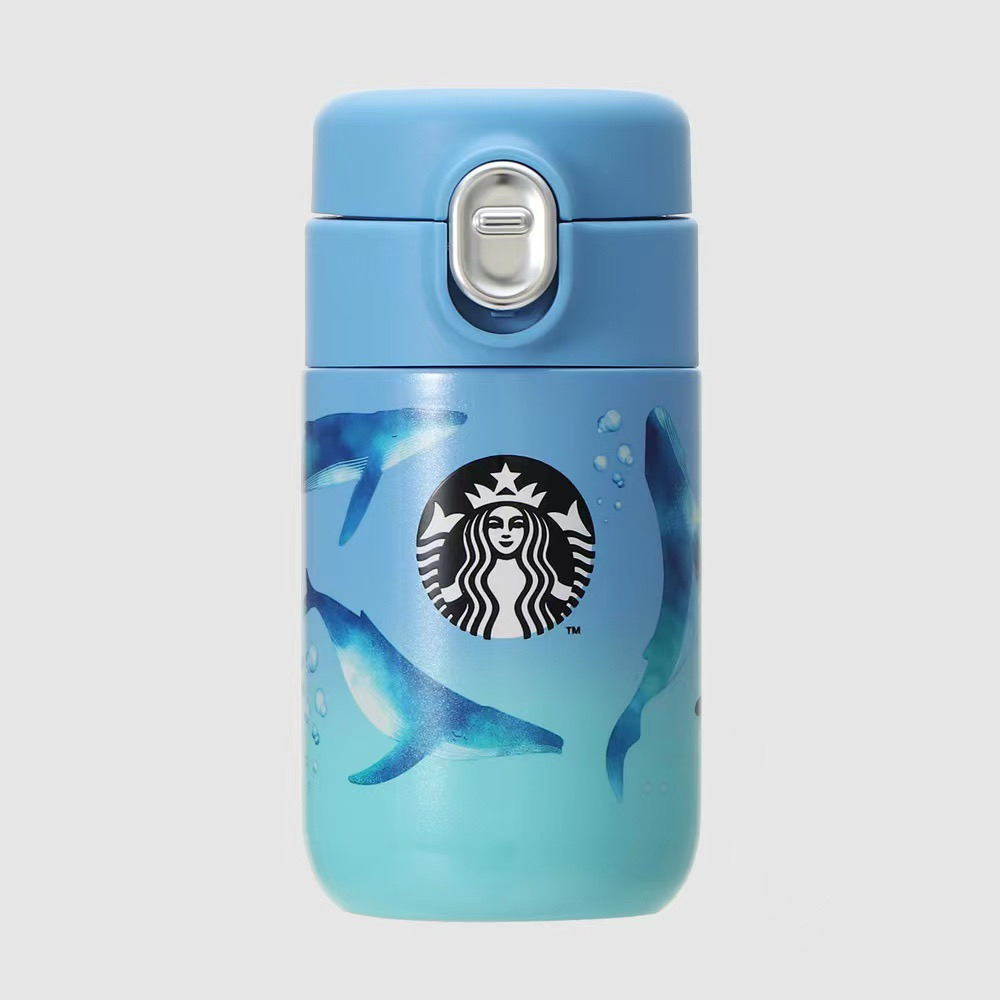 Starbucks官方正品！日本星巴克2023夏日藍色海洋系列 200ml藍鯨魚不銹鋼保溫杯咖啡杯果汁珍奶茶奶昔茶水杯