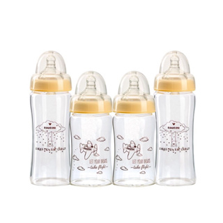 黃色小鴨 媽咪乳感玻璃寬口奶瓶組（禮盒）✨180ml*2+280ml*2✨ 總共有4支💥