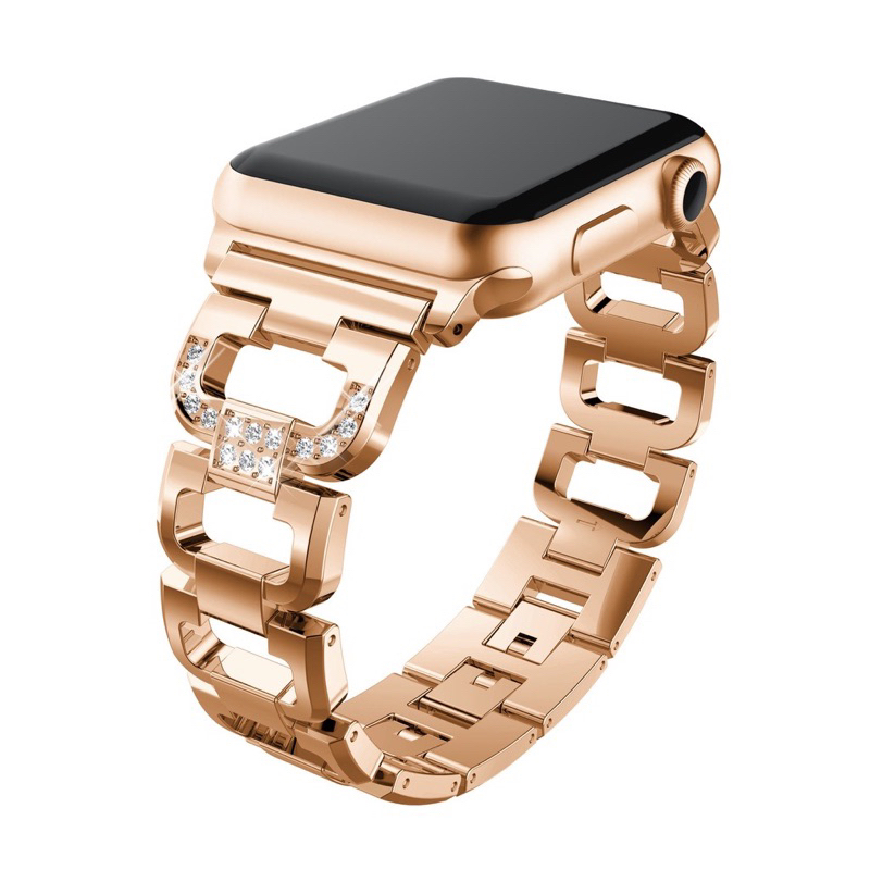 「現貨」D字鑲鑽錶帶 玫瑰金錶帶 AppleWatch錶帶 蘋果錶帶 金屬錶帶 Apple Watch 蘋果手錶錶帶
