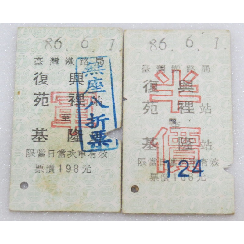 紀念火車票 名片式車票 硬式火車票 鐵路車票 自強號火車票 舊式火車票 台鐵火車票   硬票6