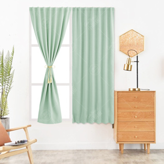 魔鬼黏窗簾 法式馬卡龍色系列-雙面麻薄荷綠 遮光窗簾 多尺寸可選 半腰窗落地窗可用 遮陽擋紫外線