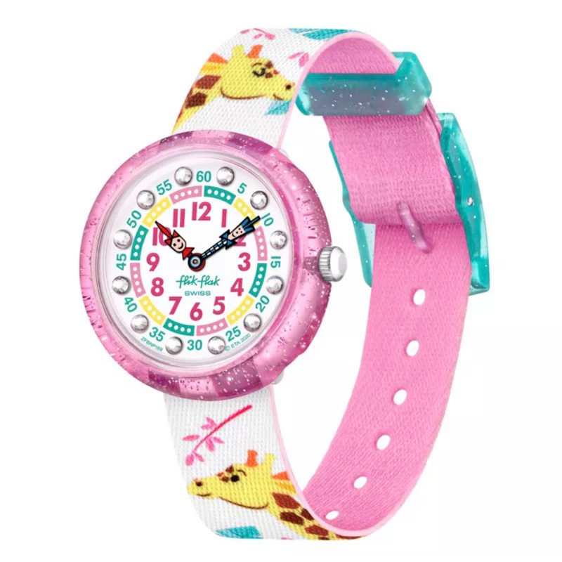 Swatch 兒童錶品牌FlikFlak 瑞士錶 時鐘教學錶 FLNP028  男女童防水手錶