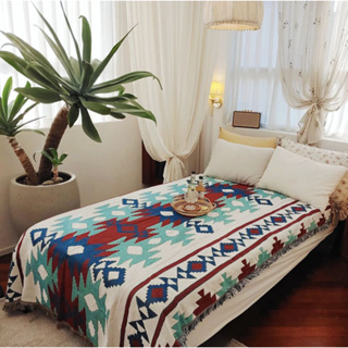 Arvo Home 波希米亞民族風沙發毯 蓋毯 流蘇毯 超大尺寸 多功能毯 掛毯 地墊 海灘巾 織線毯 大尺寸露營毯