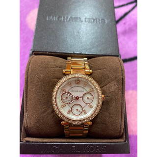 《二手》台灣專櫃購入MK貝殼面 水鑽玫瑰金女錶 michael kors *半價出售 幸運者得*