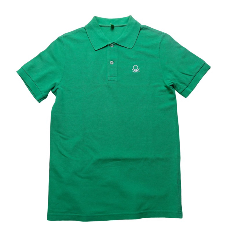 「富士鳥」古著 班尼頓綠色Polo衫 品牌polo衫