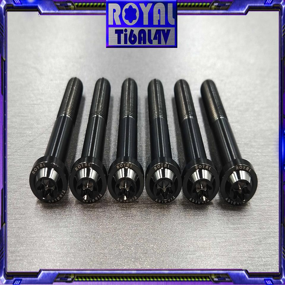 【瘋螺絲】ROYAL鈦合金螺絲★M10*75F P:1.25  64正鈦螺絲★CNC鍛造內梅花.內星型螺絲★帝王黑