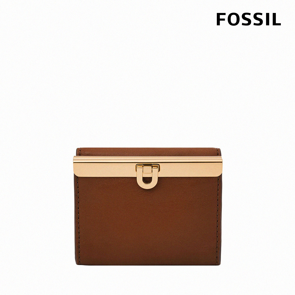 【FOSSIL 官方旗艦館】Penrose 真皮扣式零錢袋短夾-咖啡色 SL8288200