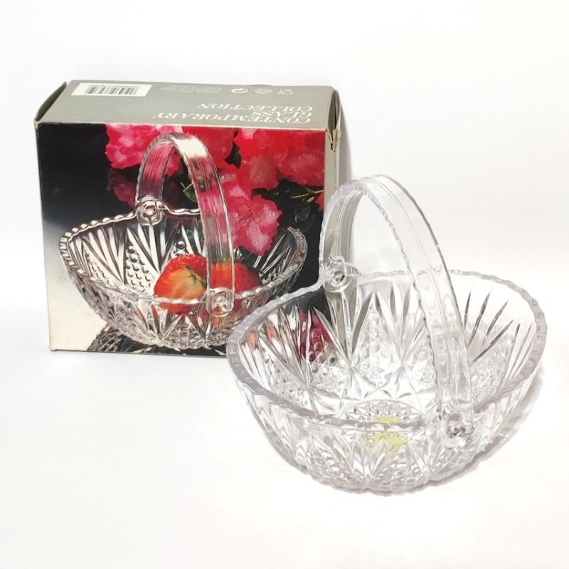 全新日本製SOGA水晶玻璃橢圓點心提籃 糖果盅 水果碗 飾品盤