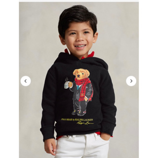 Polo Ralph Lauren 小童刷毛帽踢黑色皮夾克熊