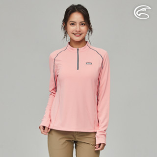 ADISI 女SUNCOOL抑菌半門襟長袖排汗衣(接袖) AL2311031 (S-2XL) 紅心石榴｜防曬 抗UV