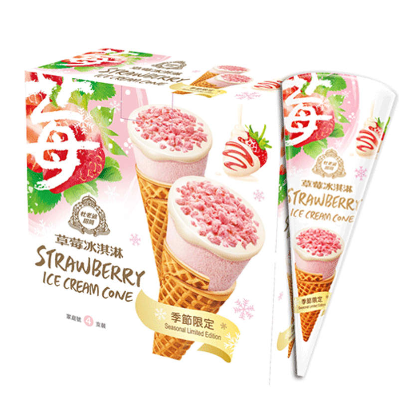 【杜老爺甜筒】草莓冰淇淋82gx4支