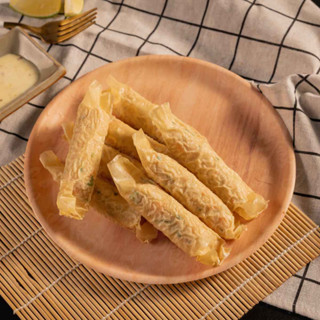 【饕針】府城蝦捲 10P 320g±5% 新鮮蝦仁搭配魚漿製作而成 滿滿內餡軟嫩且鮮味十足 簡單炸、煎等料理就好吃