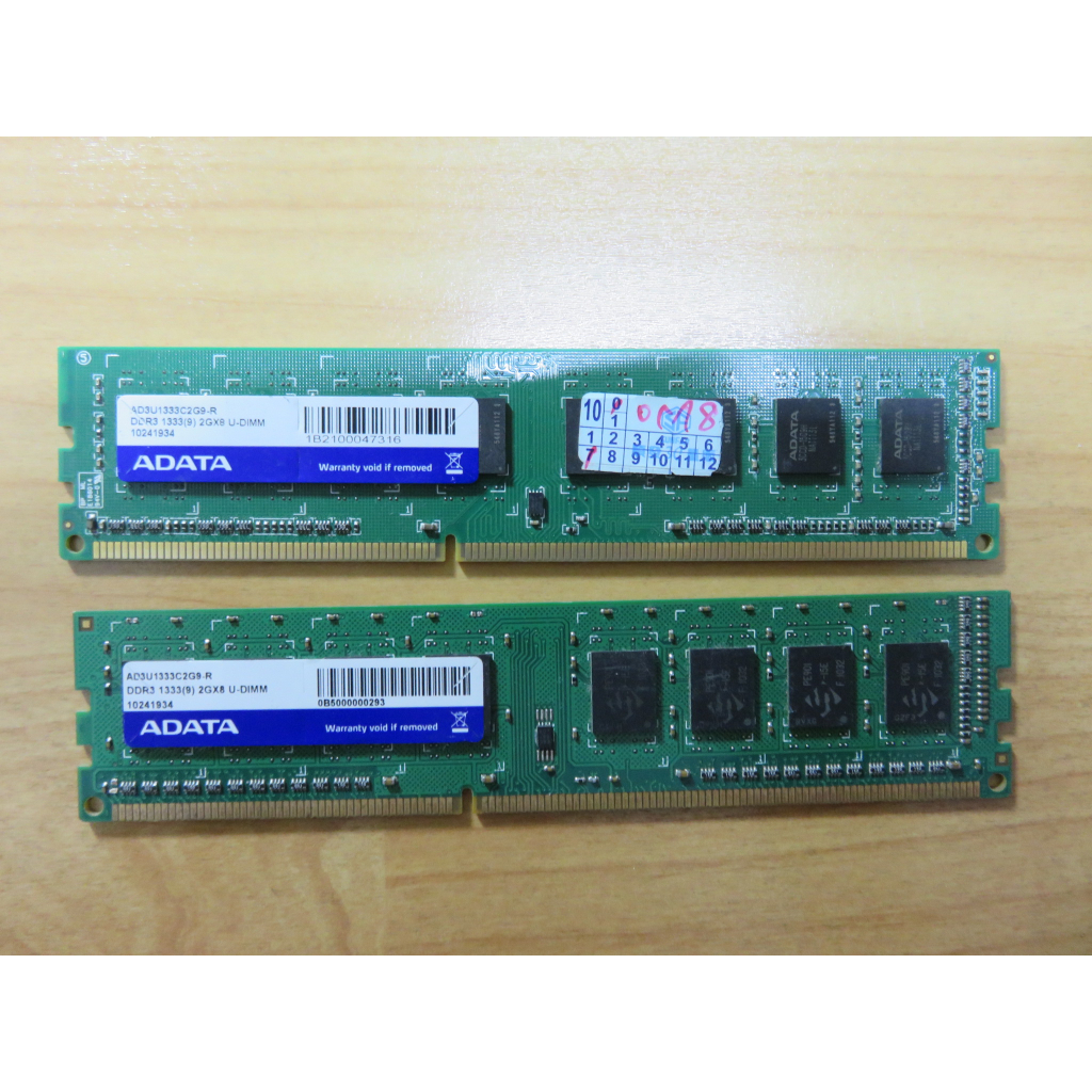 D.桌上型電腦記憶體- ADATA 威剛 DDR3-1333雙通道 2G*2共 4GB不分售 直購價70