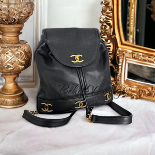 《售出》Chanel Vintage 香奈兒荔枝皮Logo後背包