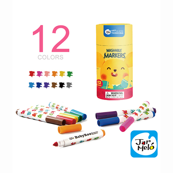 【JarMelo 原創美玩】兒童可水洗彩色筆(12色) JA90480 兒童美術