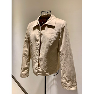 ［8］FASHION MAGIC 上田服飾 米色保暖拉鍊翻領長袖夾克外套 M-L 衣長60公分
