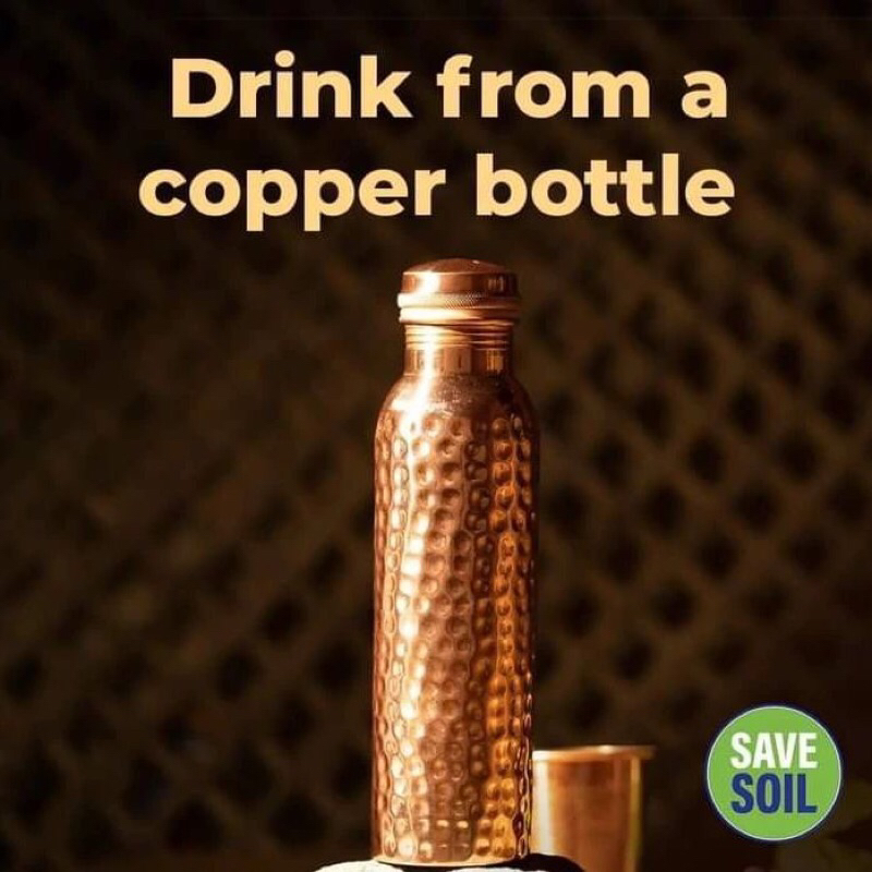 🇮🇳ISHA LIFE🇮🇳天然淨水器「經典鎚擊銅製水瓶」Hammered Copper Water Bottle