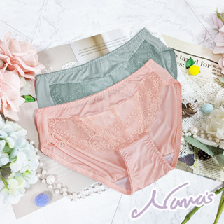 【露娜斯Nunas】微醺春日。精緻蕾絲透氣舒適 M L XL 三角內褲 P5182 臺灣製 雪白綠 雪白粉