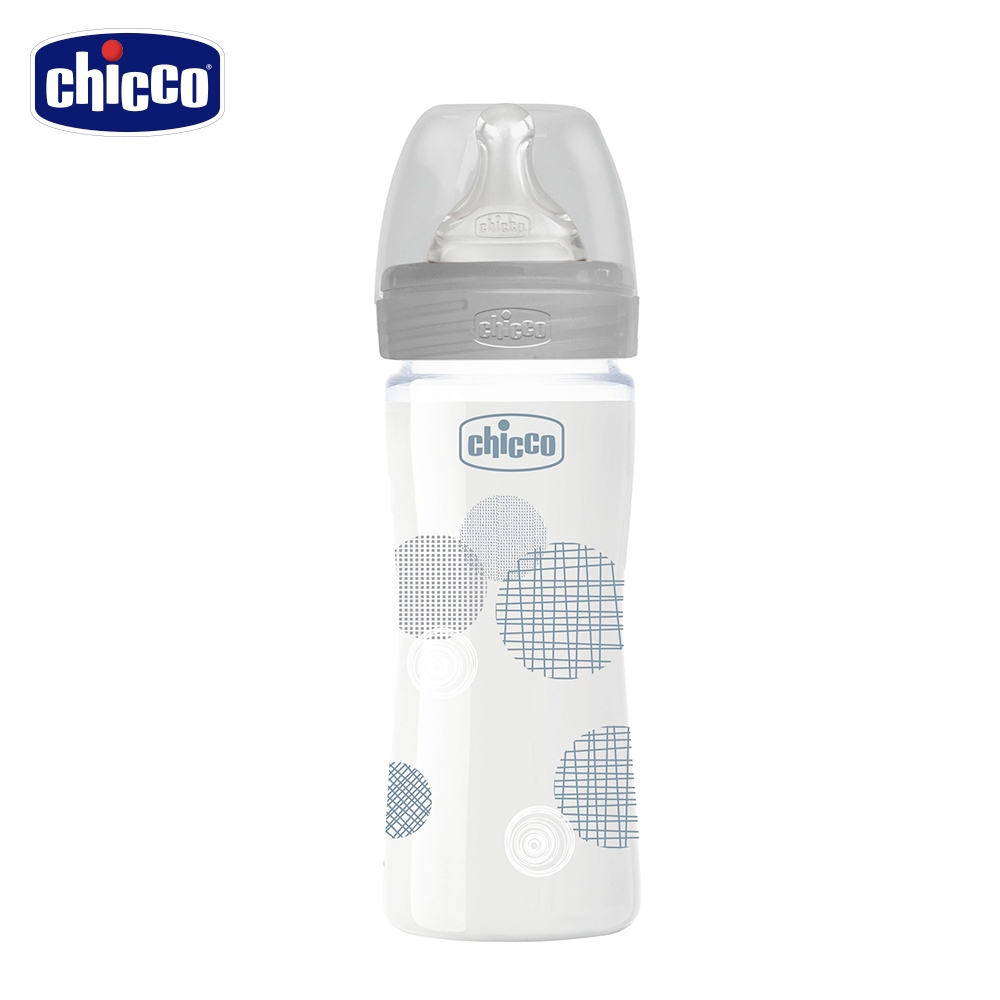 chicco-舒適哺乳-防脹氣玻璃奶瓶240ml 0M+