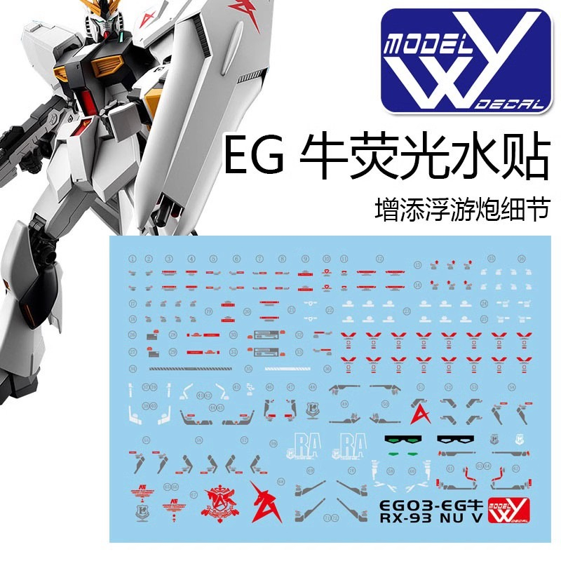 【Max模型小站】藍宇 EG 1/144 Nu Gundam RX-93 v牛鋼彈(阿姆羅).螢光水貼