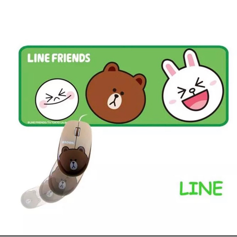 Line Friends 有線 USB 文書機 隨插即用 熊大 滑鼠 鼠墊 饅頭人 原廠授權