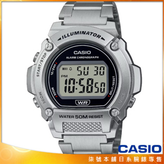 【柒號本舖】CASIO 卡西歐野戰電子鋼帶錶-黑 / W-219HD-1A (台灣公司貨)