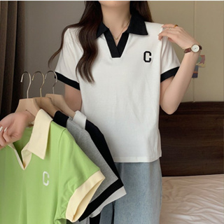 雅麗安娜 短袖上衣 T恤 上衣M-4XL韓版夏季洋氣時尚撞色Polo領簡約短袖上衣1F118-6625.無標