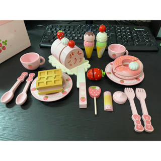 野草莓蜜糖下午茶點心盒 日本Mother Garden [二手 免運] 家家酒玩具 木製玩具 玩具點心盒