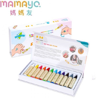 《JC親子嚴選》 mamayo 媽媽友 12色大豆無毒蠟筆精裝禮盒組 兒童蠟筆 kidzcrayon