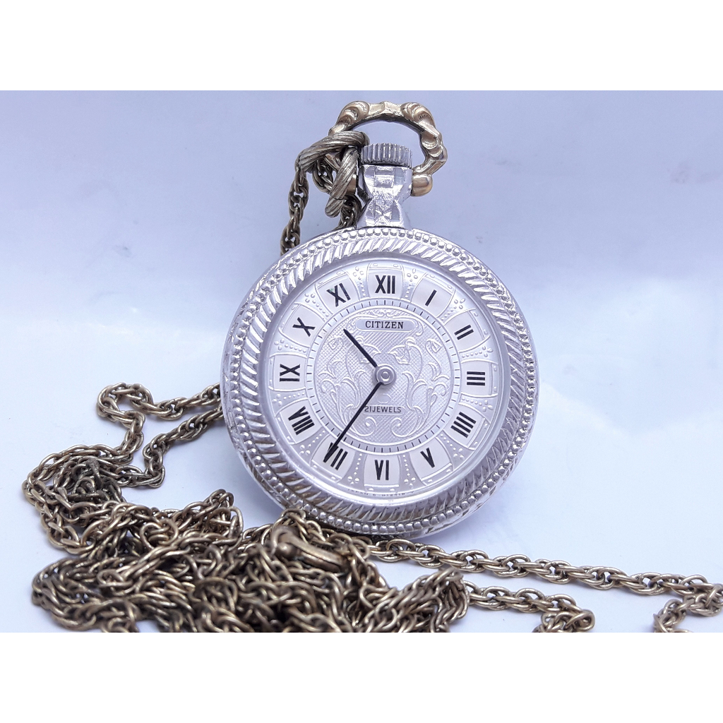 CITIZEN星辰,型號:0153,不鏽鋼手動機械懷錶,項鍊錶