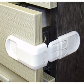 兒童安全用品-90度鎖 衣櫃鎖 門鎖 抽屜安全鎖 白色雙按扣多功能安全直角鎖