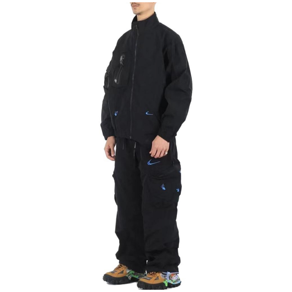 全新 NIKE x OFF-WHITE 限量聯名黑色防風防雨外套褲子套裝 DN1705