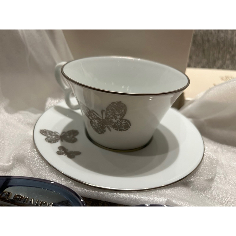 Haviland 法國瓷器品牌 茶杯托盤組 白色蝴蝶 下午茶