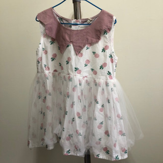 （全新） MHTONANIAN 女童 白色 鳳梨 洋裝 尺寸 120cm 兒童 童裝