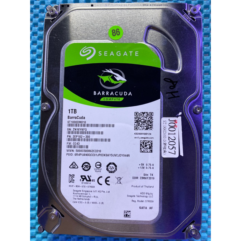 含稅價 SEAGATE 3.5吋 1TB SATA3 64M 7.2K ST1000DM010 良品