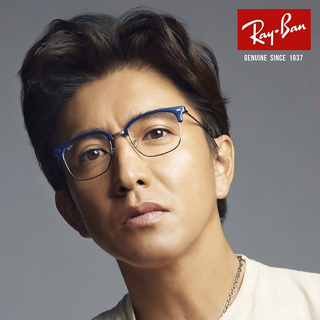 【RayBan 雷朋】木村拓哉同款 光學鏡框 眉框 方形框眼鏡 RX7216F 8210 53mm 藍/槍灰色 台南