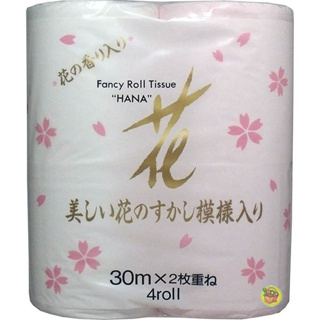 【JPGO】超取最多4包~日本製 滾筒式雙層衛生紙 4捲入~HANA 粉白雙色 華麗花香