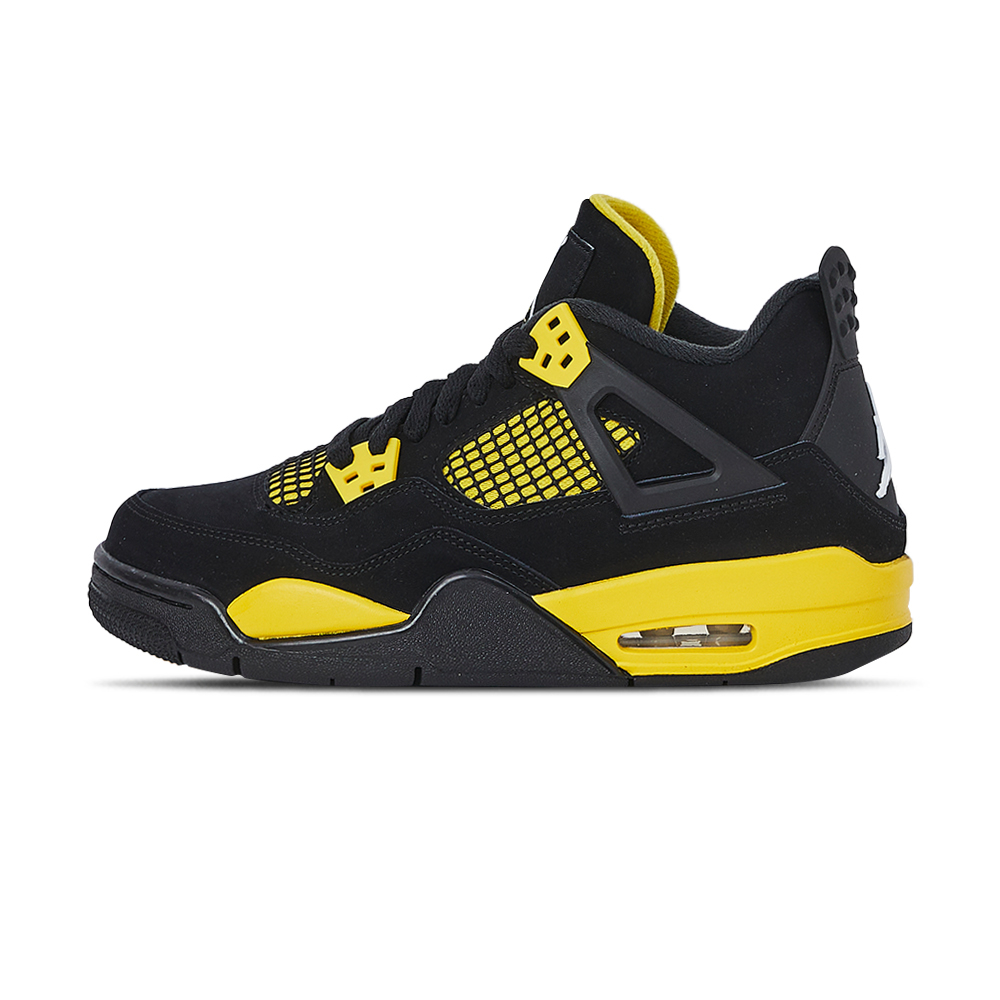 Nike Jordan 4 Retro Thunder 大童 黑黃 喬丹 雷神 麂皮 經典 休閒鞋 408452-017