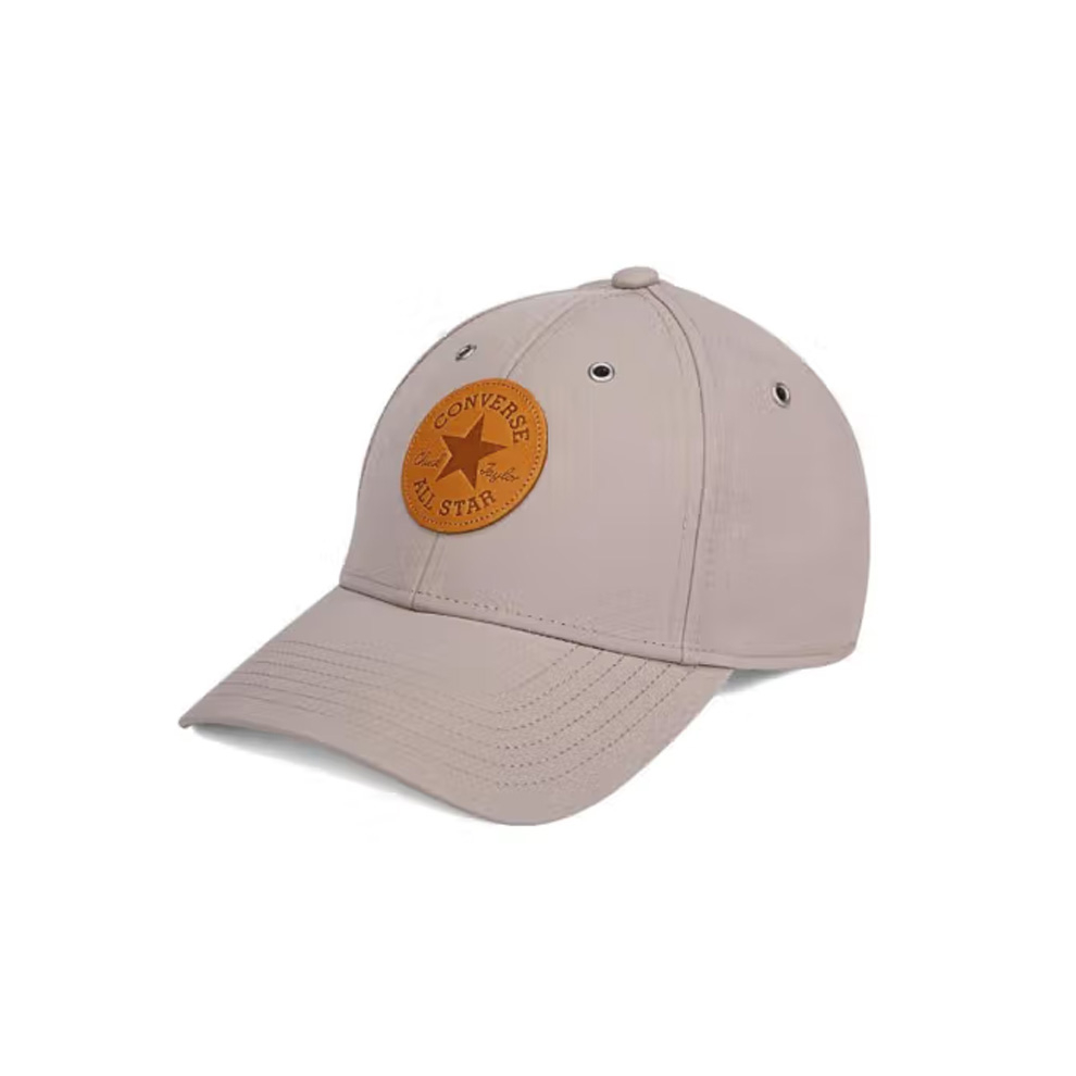 CONVERSE- 棒球帽 老帽 鴨舌帽-10025959-A01-灰棕色 Chuck Taylor皮標