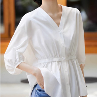 雅麗安娜 短袖上衣 襯衫 上衣 S-2XL韓系V領燈籠袖娃娃衫減齡純棉襯衫上衣S216-7984.