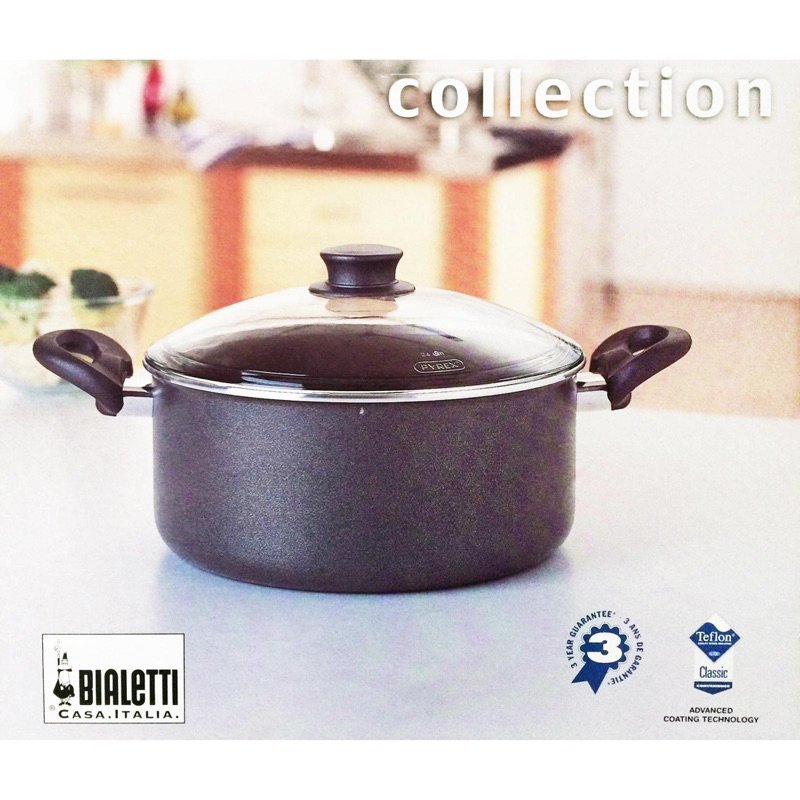 BIALETTI casserole 24cm/4.7L 義大利製 附蓋雙耳鍋