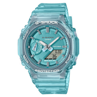 【CASIO 卡西歐】G-SHOCK 半透明 防水 雙顯運動錶 GMA-S2100SK-2A 湖水綠 臺南時代