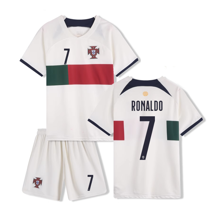卡達爾世界盃 RONALDO足球衣 童裝7號 葡萄牙比賽隊服 兒童足球衣 葡萄牙C羅7號 客場 兒童足球服 兒童球衣