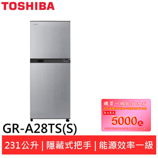 (輸碼94折 HE94SE418)TOSHIBA東芝能效一級雙門冰箱GR-A28TS(S)
