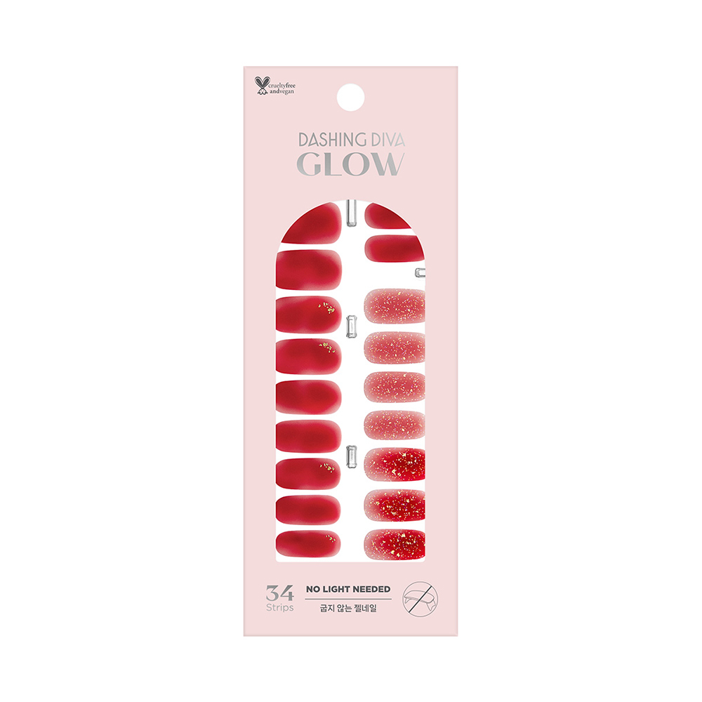 【DASHING DIVA】GLOW薄型凝膠美甲貼_草莓果醬 免照燈 可裁剪 最新 超服貼 薄透