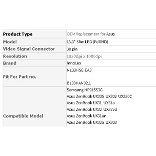 13.3 吋 (筆電用螢幕) 60hz，72%色域的，原裝完美高分高清A+，不帶斑，不帶點， IPS螢幕，