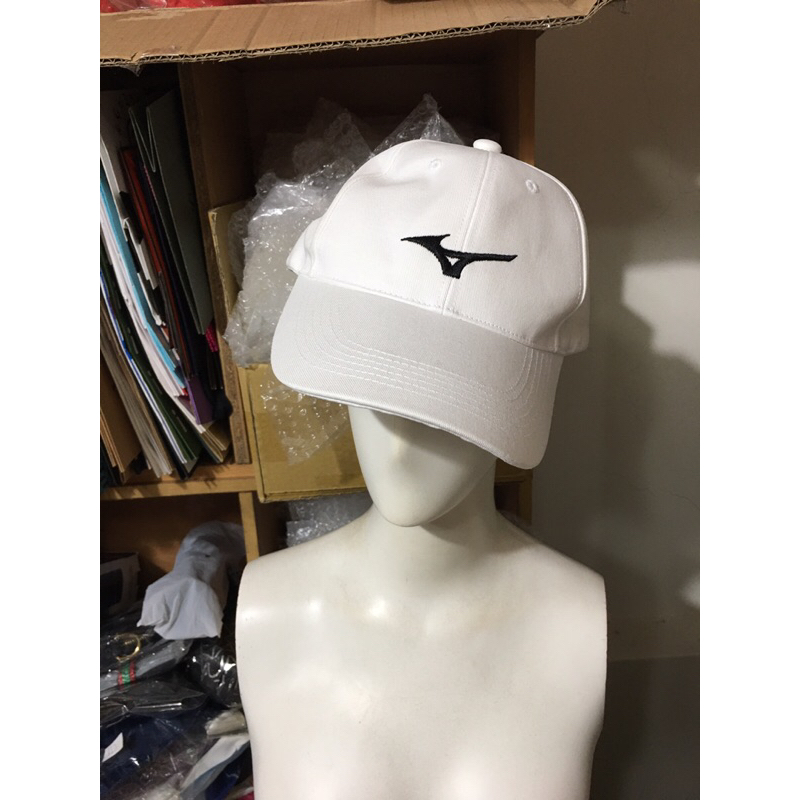 日本品牌Mizuno美津濃～白色電繡LOGO棒球帽