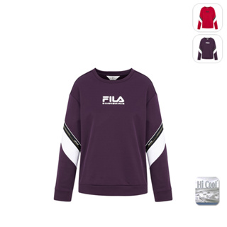 【FILA】女性 吸濕排汗 長袖圓領T恤-紫色 5TEW-5715-DP